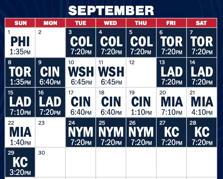 Atlanta Braves September Schedule, Pitching Rotation