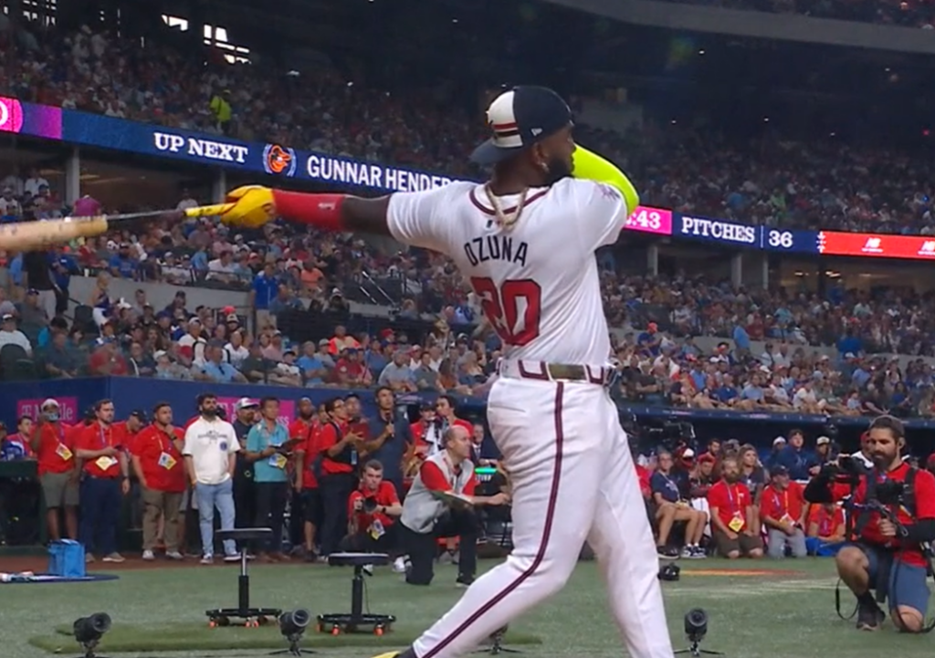 Marcell Ozuna's 448-foot bomb came off a fastball from Tanner Gordon.