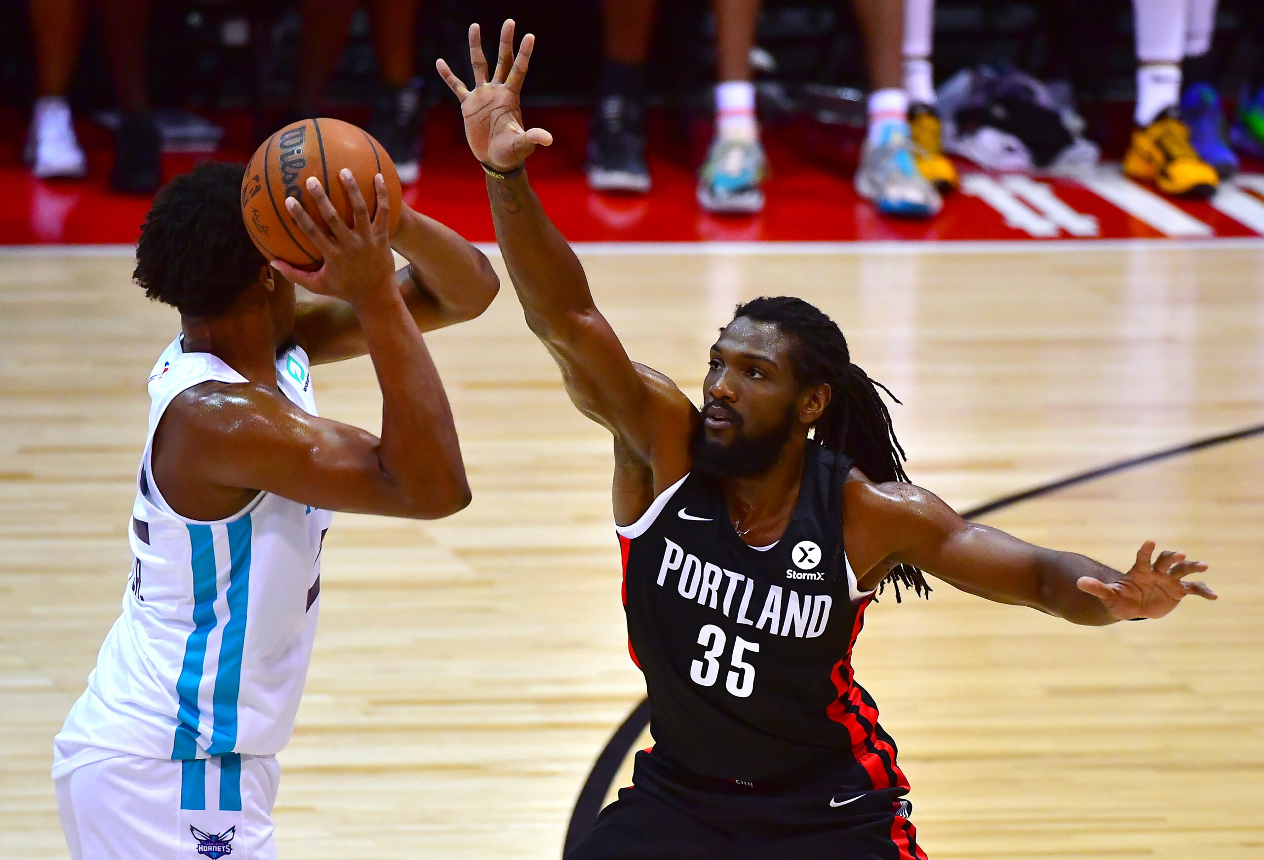 NBA Summer League-Portland Trail Blazers at Charlotte Hornets - ATL Braves Country Kenneth Faried
